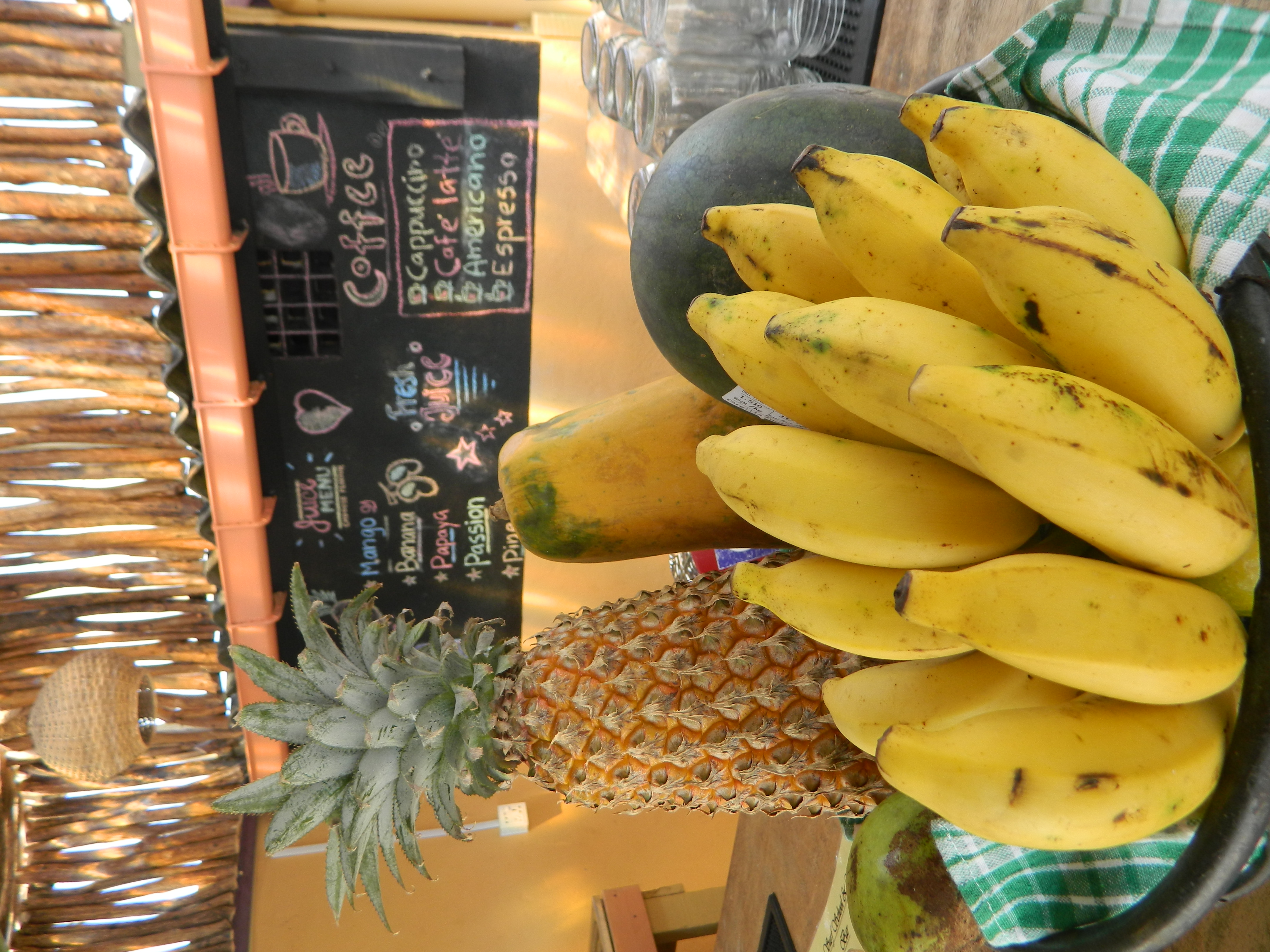 Interior of Jumani Smoothie Bar with chalkboard menu