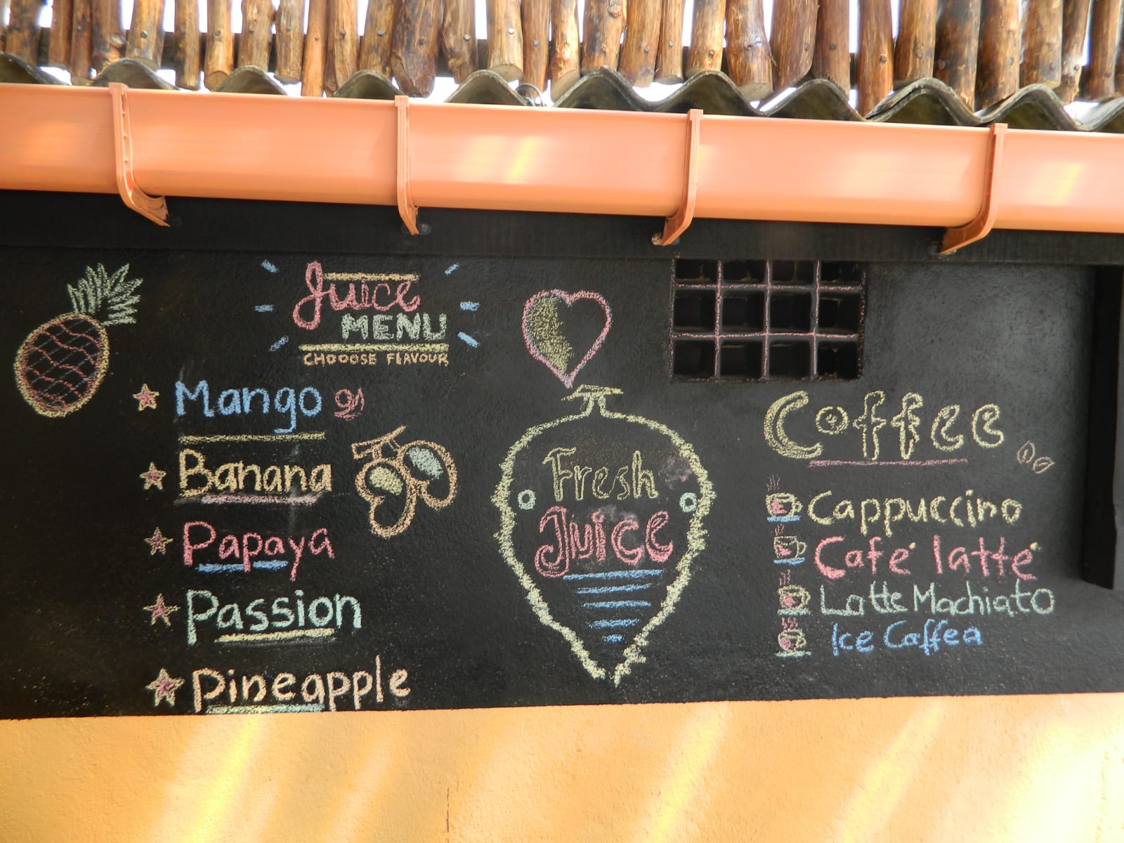 Chalkboard menu at the bar