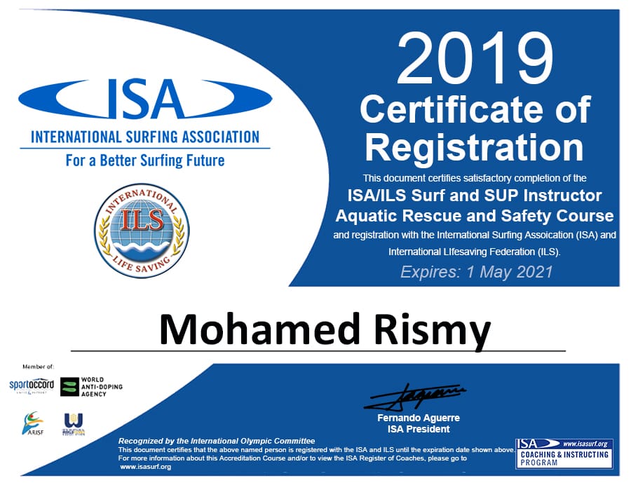 Mani's certification document